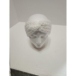 Homemade White Twist Ear Muffs Headband Adult Woman Girls